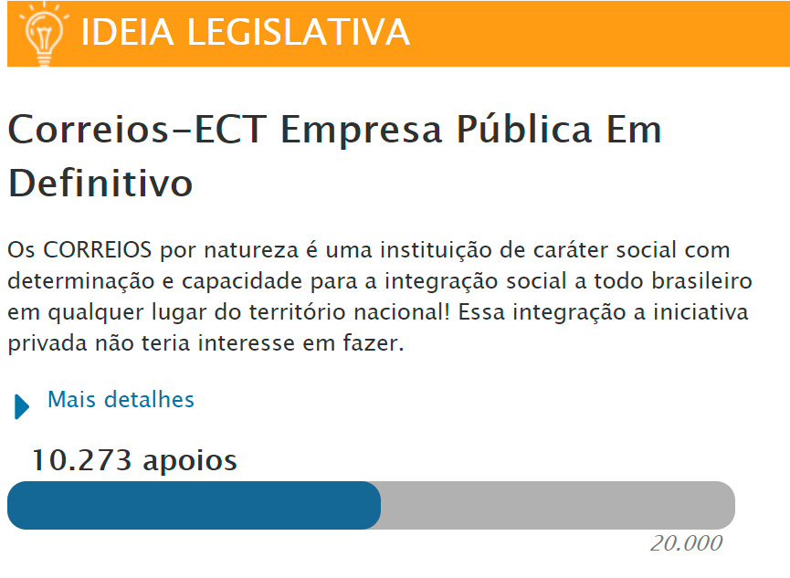 No momento, você está visualizando Correios – empresa pública em definitivo – já temos 10.271 votos!