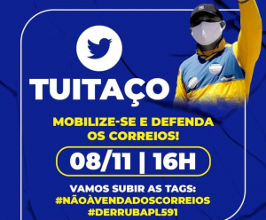 Leia mais sobre o artigo Tuitaço no dia 8/11 contra a privatização dos Correios