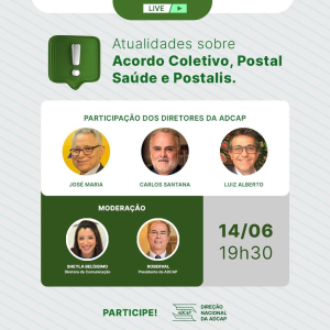 Leia mais sobre o artigo Live sobre Acordo Coletivo, Postal Saúde e Postalis