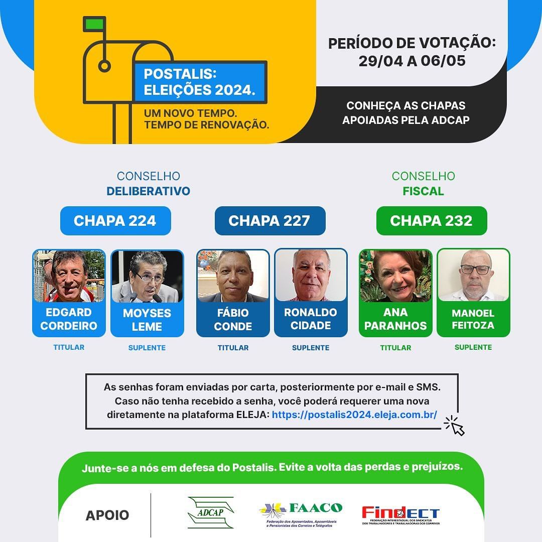 No momento, você está visualizando Eleições Postalis 2024 – veja o perfil dos candidatos apoiados pela ADCAP
